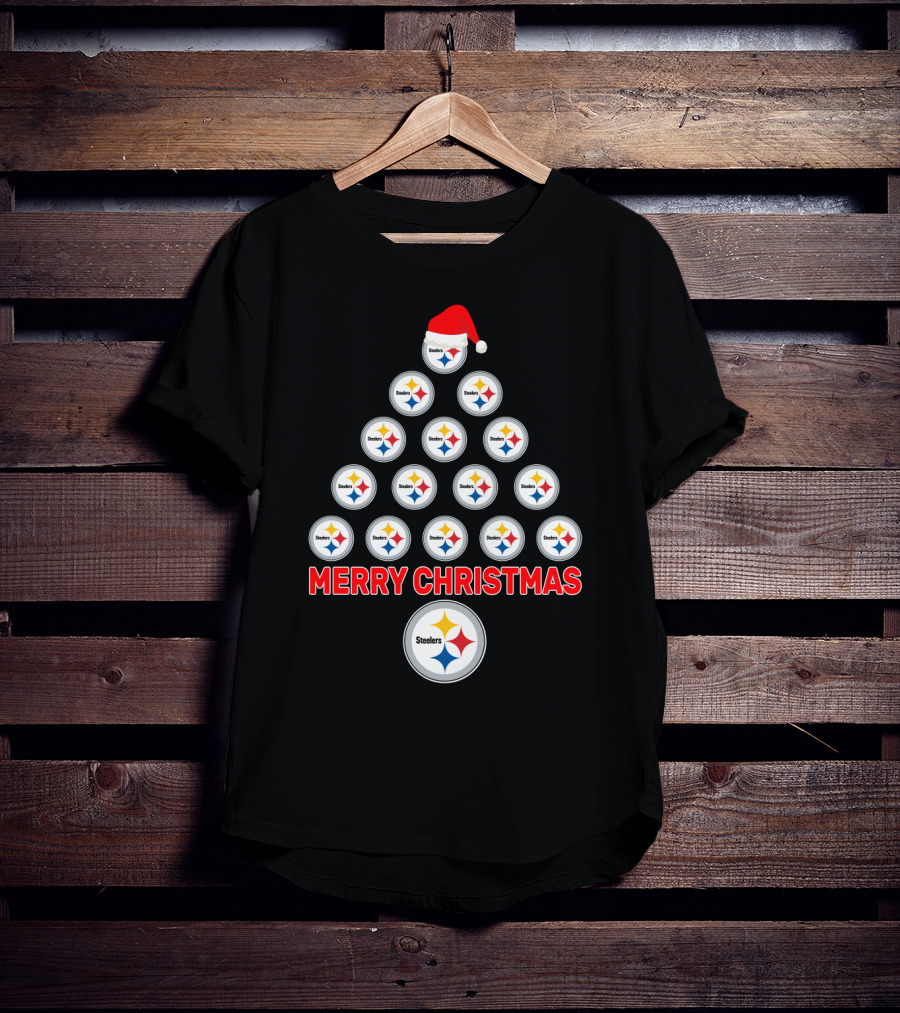Merry Christmas Tree For Pittsburgh Steelers Fans T-Shirt