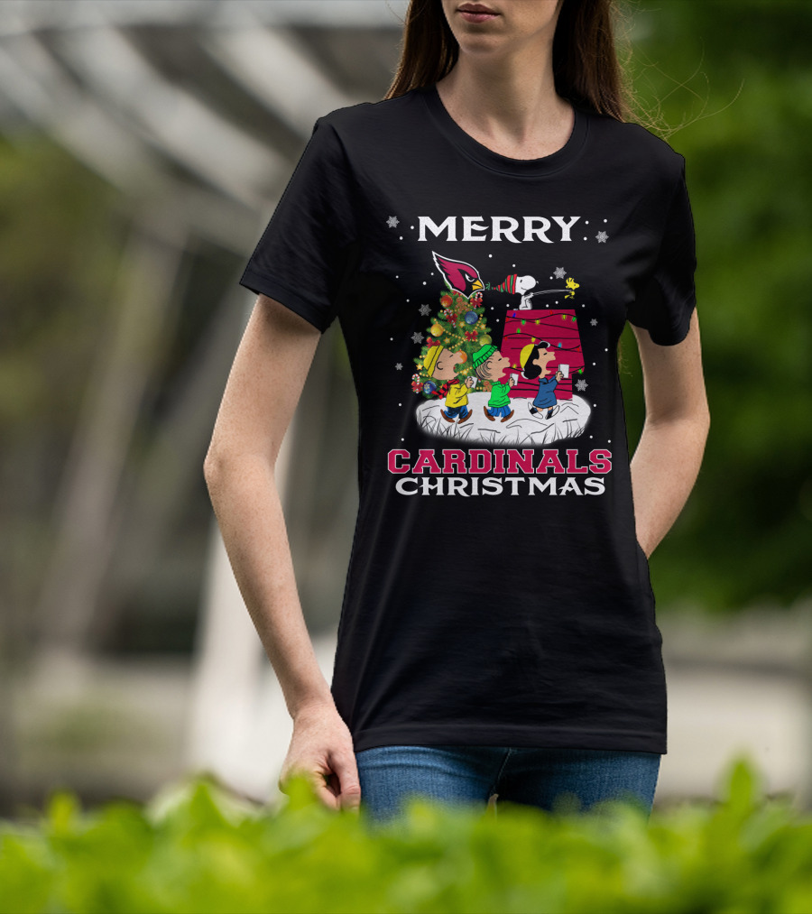 Merry Cardinals Christmas Arizona Snoopy Fans T-Shirt