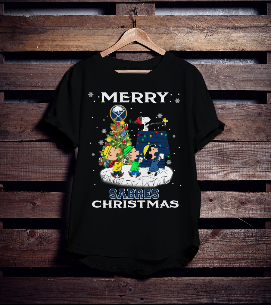 Merry Buffalo Sabres Christmas With Snoopy And Friends T-Shirt
