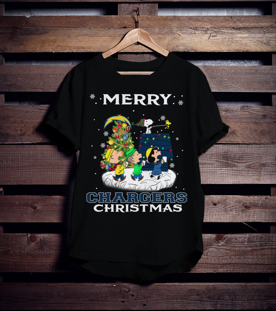Merry Chargers Christmas Los Angeles Snoopy Peanuts T-Shirt