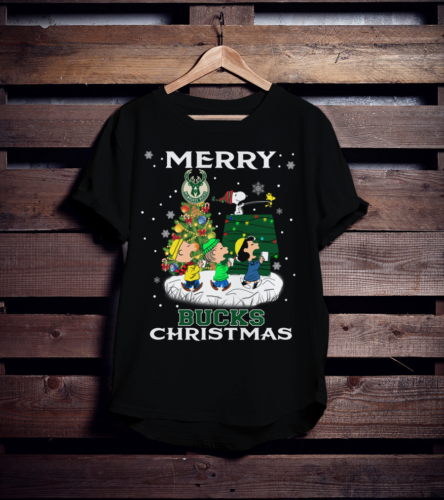 Merry Milwaukee Bucks Christmas Snoopy Fans Holiday T-Shirt