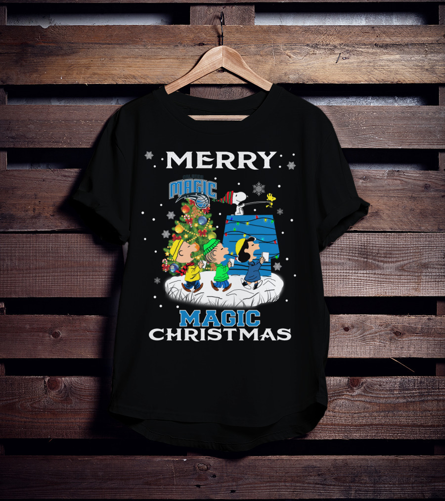 Merry Orlando Magic Christmas Snoopy And Friends Holiday Fun T-Shirt