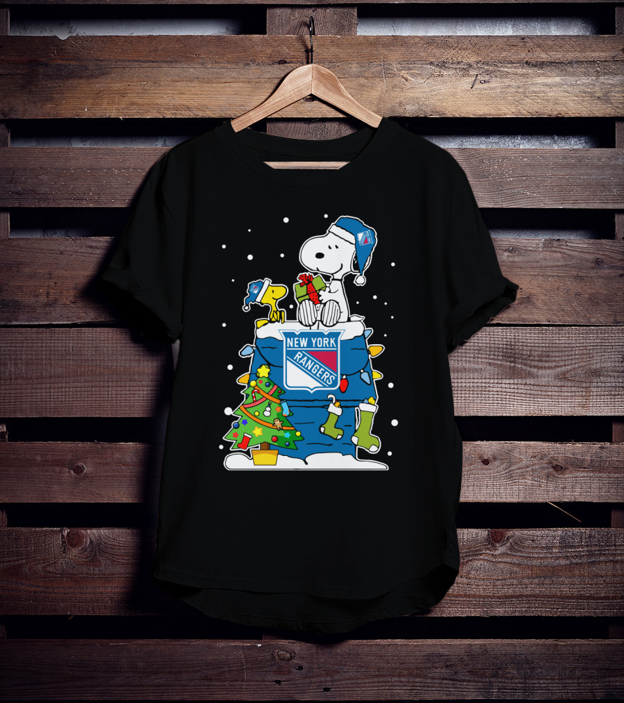 New York Rangers Snoopy Christmas Peanuts Holiday Hockey Fans T-Shirt