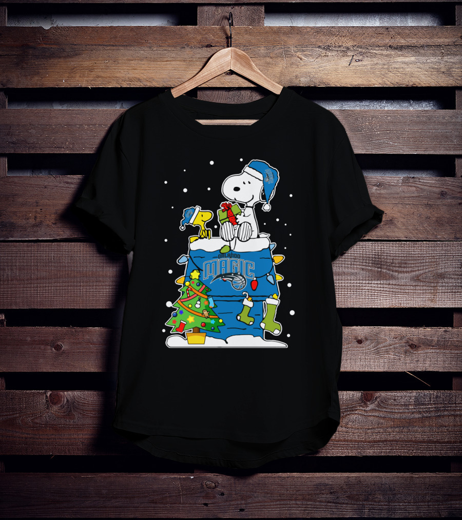 Snoopy Christmas With Orlando Magic Basketball Theme T-Shirt
