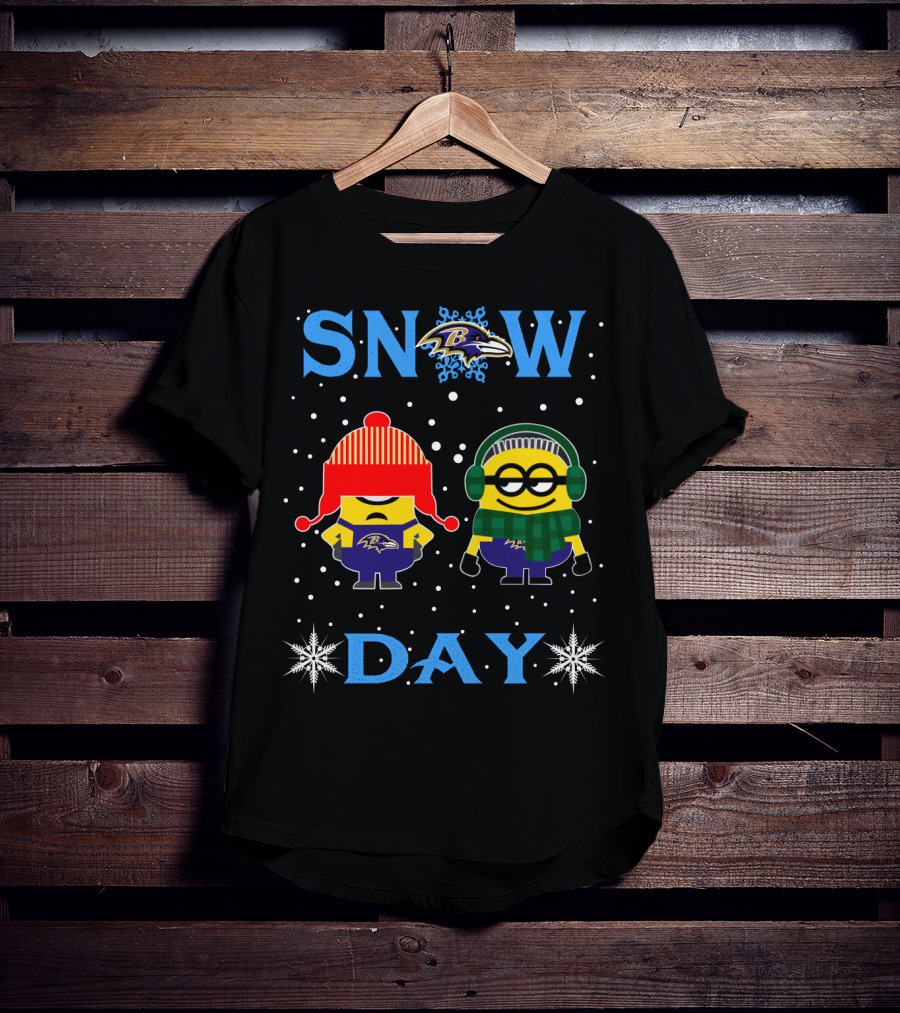 Snow Day Baltimore Ravens Minion Fans Winter Fun T-Shirt