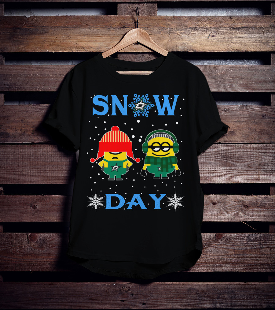Snow Day For Dallas Stars Fans With Minions In Winter Gear T-Shirt