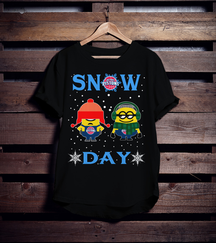 Detroit Pistons Minions Snow Day T-Shirt