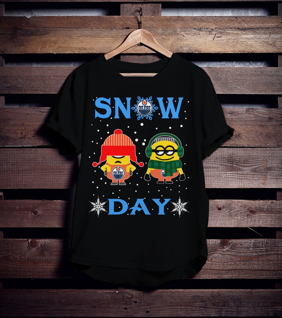 Edmonton Oilers Minion Fans Snow Day Winter Fun T-Shirt