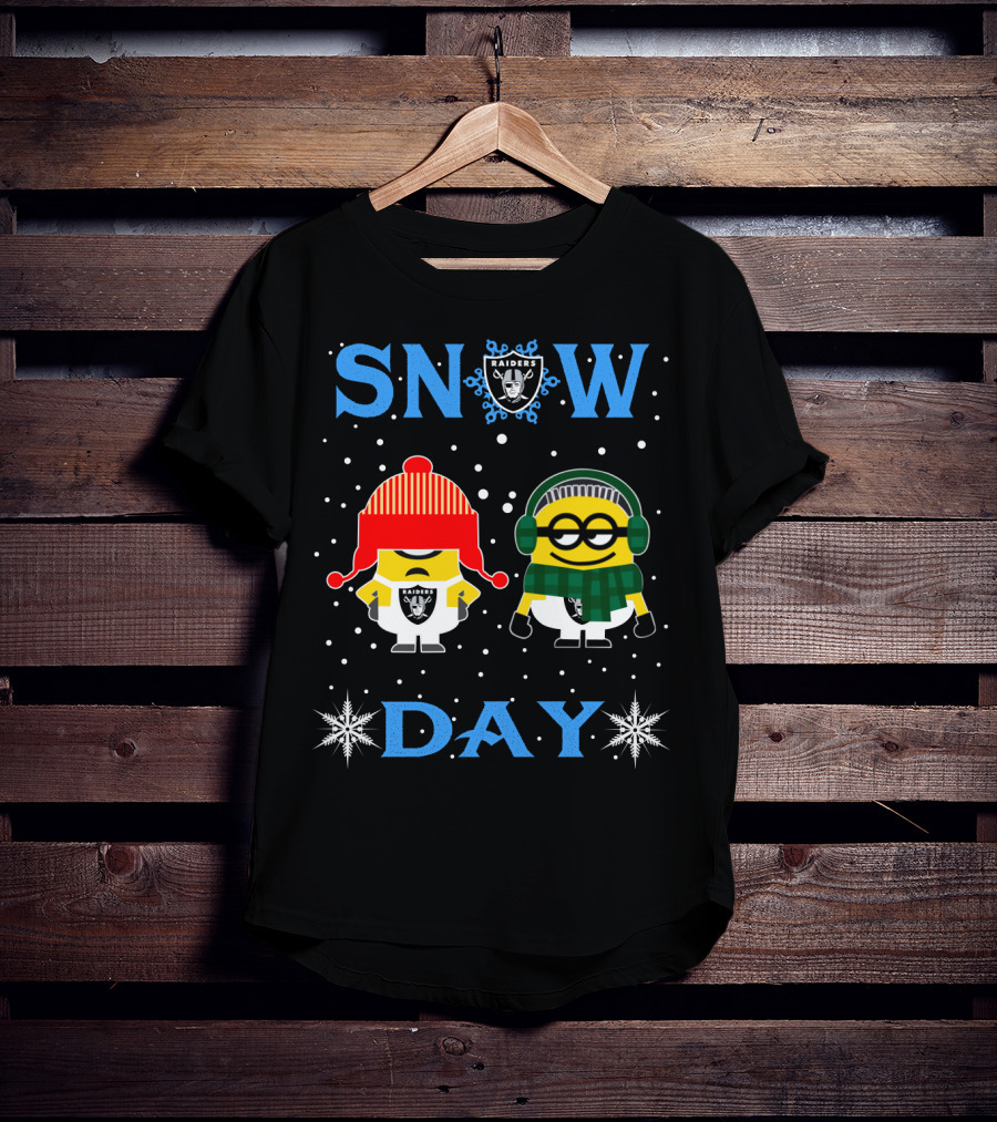 Snow Day Minions In Raiders Gear T-Shirt