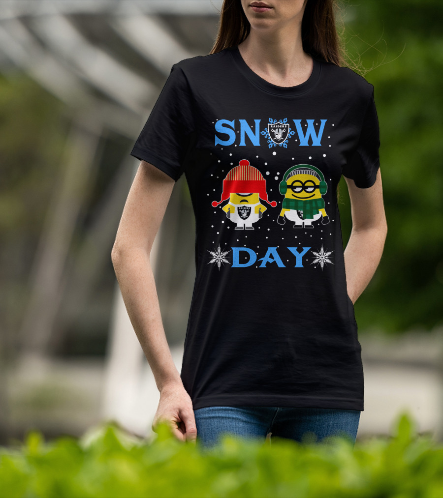 Snow Day Minions In Raiders Gear T-Shirt