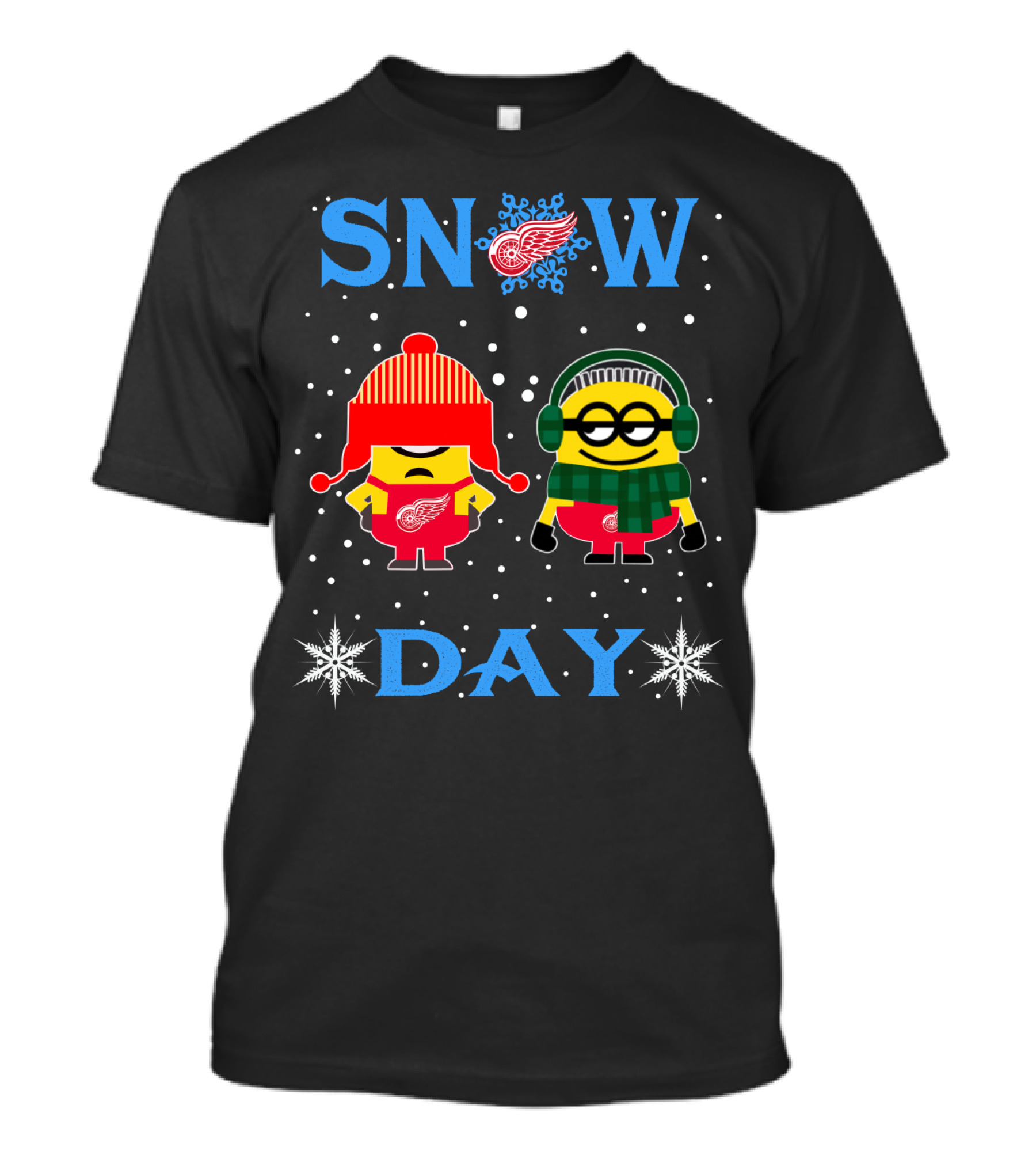Snow Day Detroit Red Wings Minions Winter Fun T-Shirt