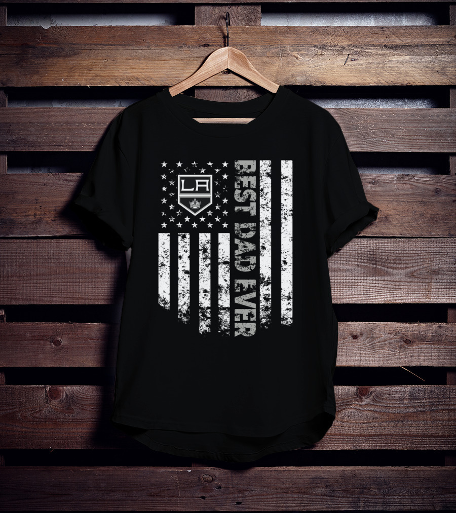 Los Angeles Kings Best Dad Ever American Flag T-Shirt