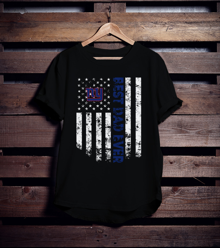 Best New York Giants Dad Ever American Flag T-Shirt