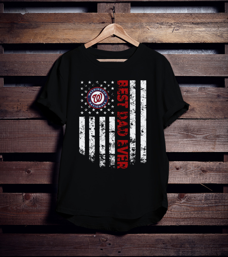 Washington Nationals Best Dad Ever American Flag Style T-Shirt