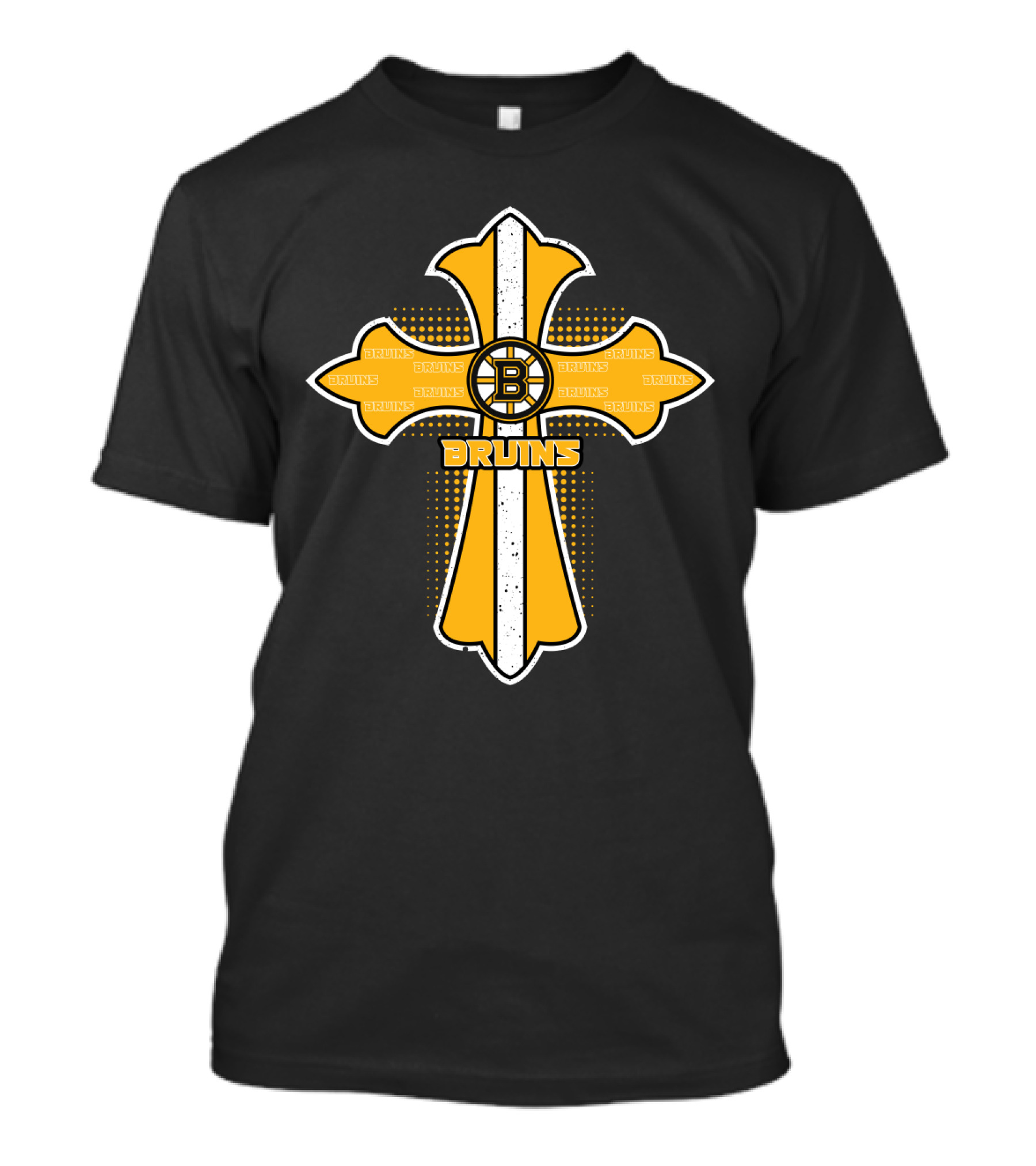 Bruins Cross Design For Jesus And Boston Bruins Fans T-Shirt