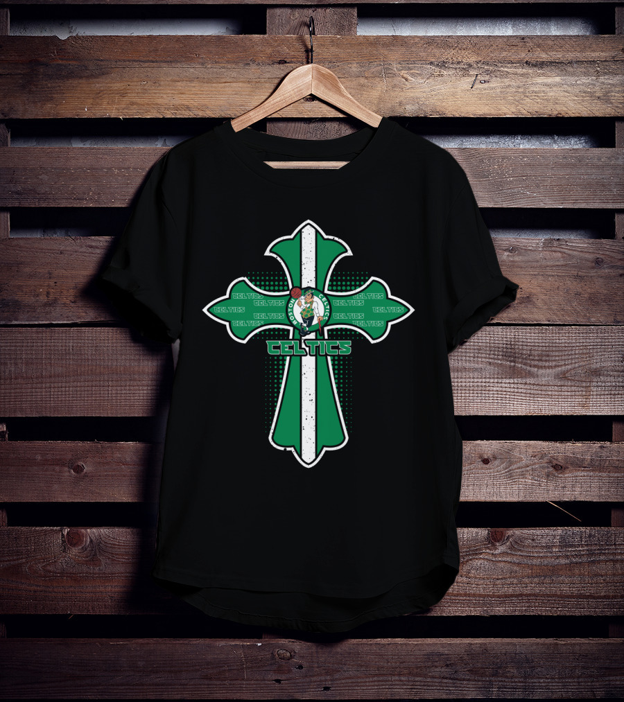 Celtics Fans Cross Jesus And Boston Basketball Team T-Shirt