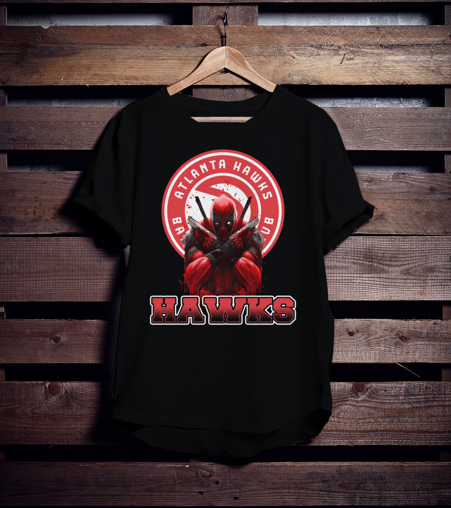 Atlanta Hawks Deadpool Logo Crossover Fan T-Shirt