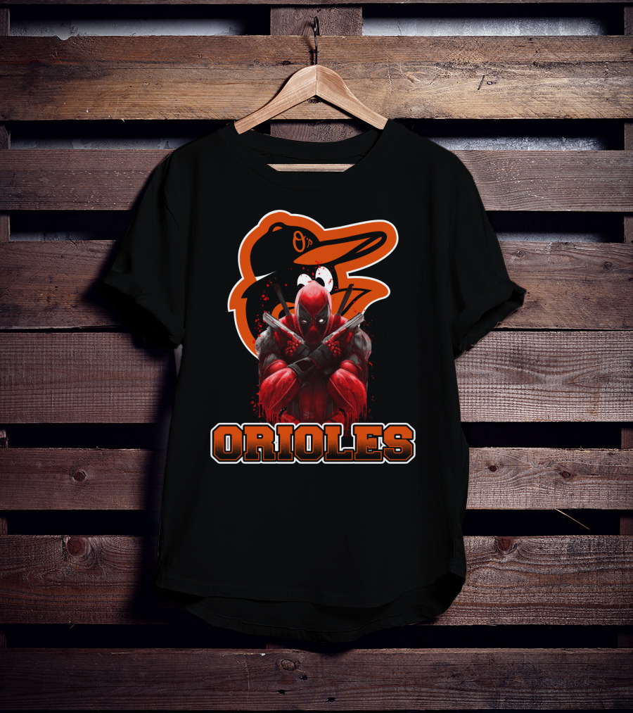 Baltimore Orioles Deadpool Crossover Fan Logo Orioles T-Shirt