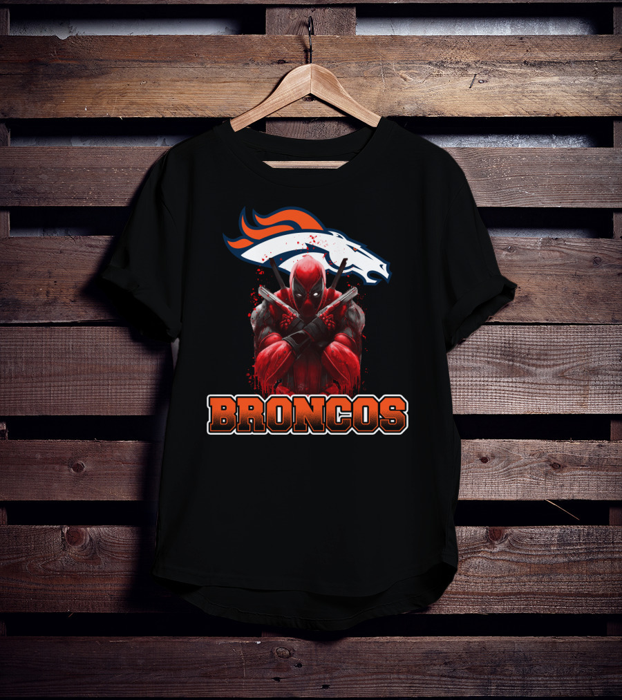 Denver Broncos And Deadpool Crossover Fans Iconic Mashup T-Shirt