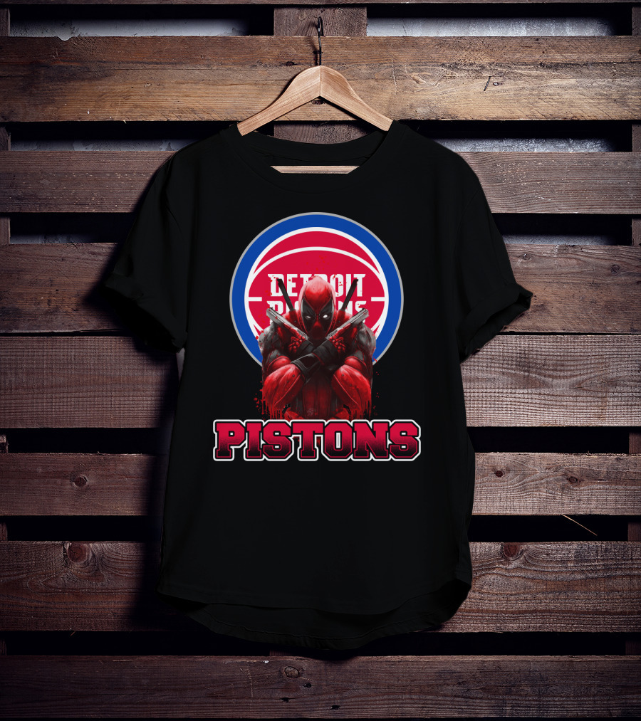 Detroit Pistons Deadpool Mashup Fan Merchandise T-Shirt