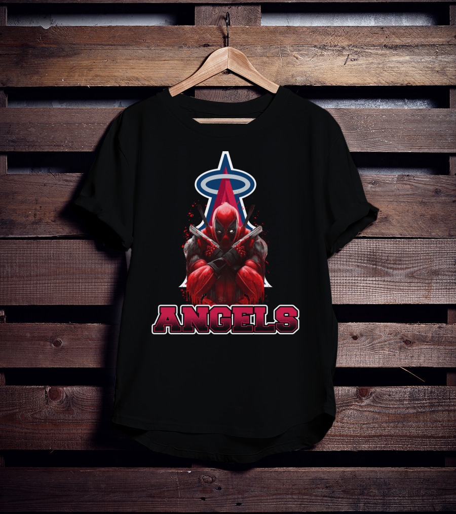 Deadpool With Los Angeles Angels Halo Logo Crossover Fans T-Shirt