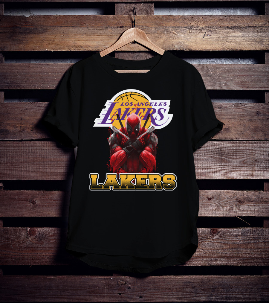 Deadpool In Los Angeles Lakers Colors With Logo Elements T-Shirt