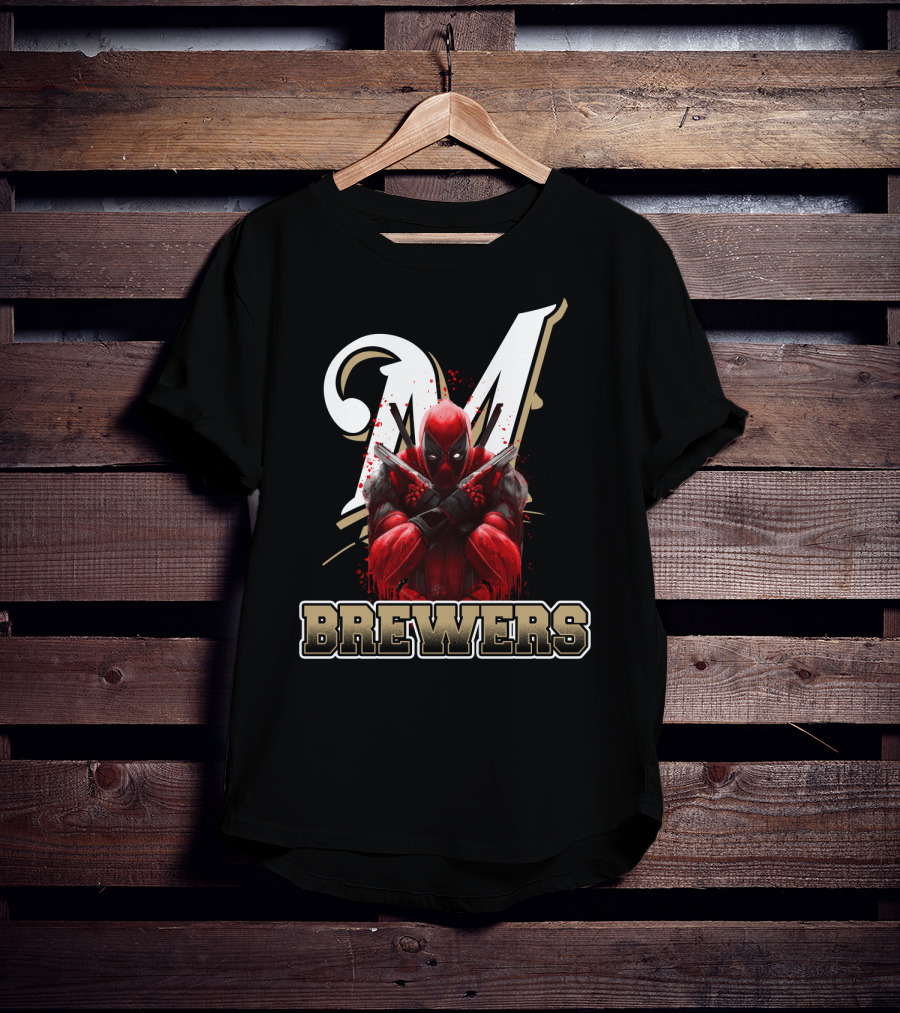 Milwaukee Brewers Deadpool Crossed Arms T-Shirt
