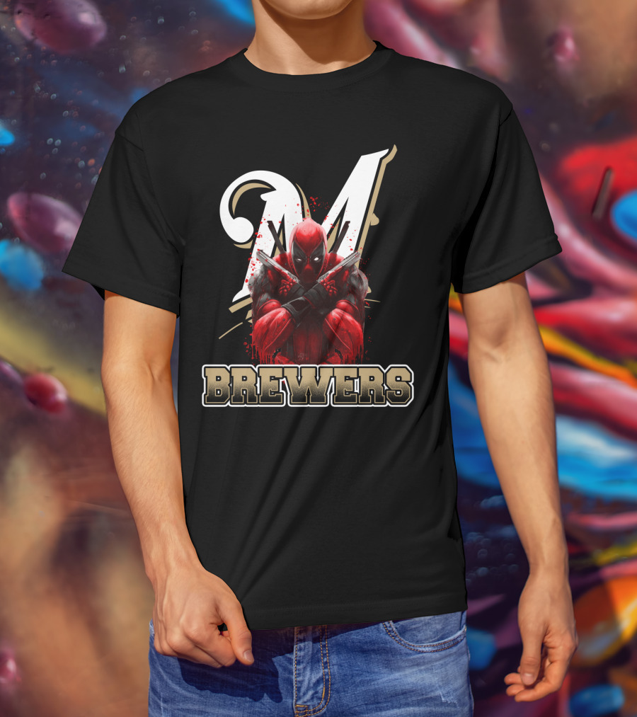 Milwaukee Brewers Deadpool Crossed Arms T-Shirt