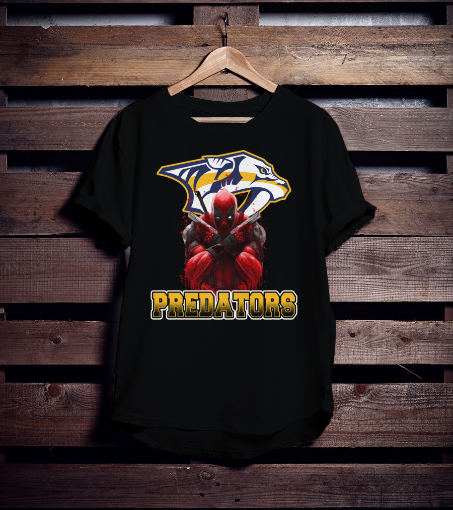 Nashville Predators Deadpool Crossover Predators Logo Deadpool Character T-Shirt