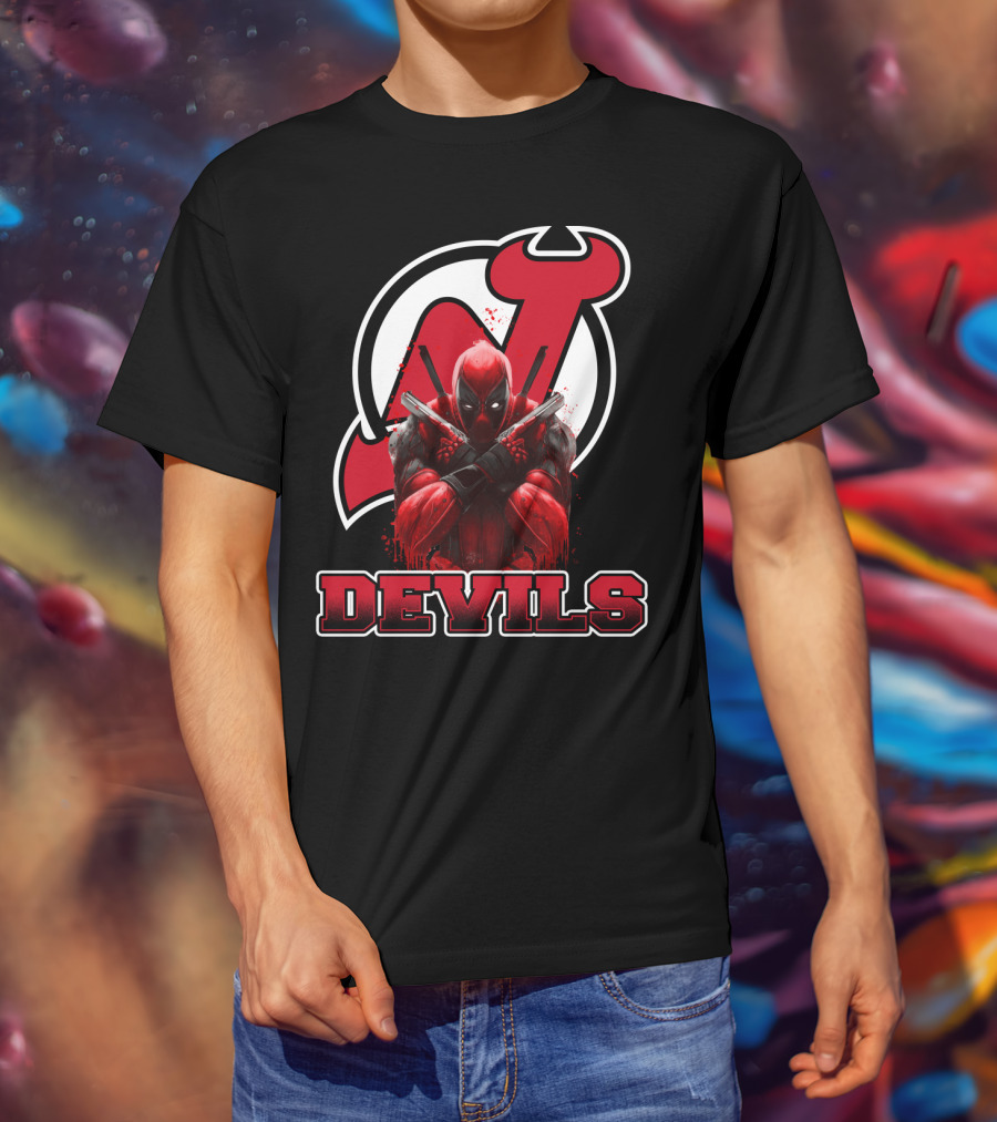 New Jersey Devils And Deadpool Crossover Fans Enthusiast Combo T-Shirt