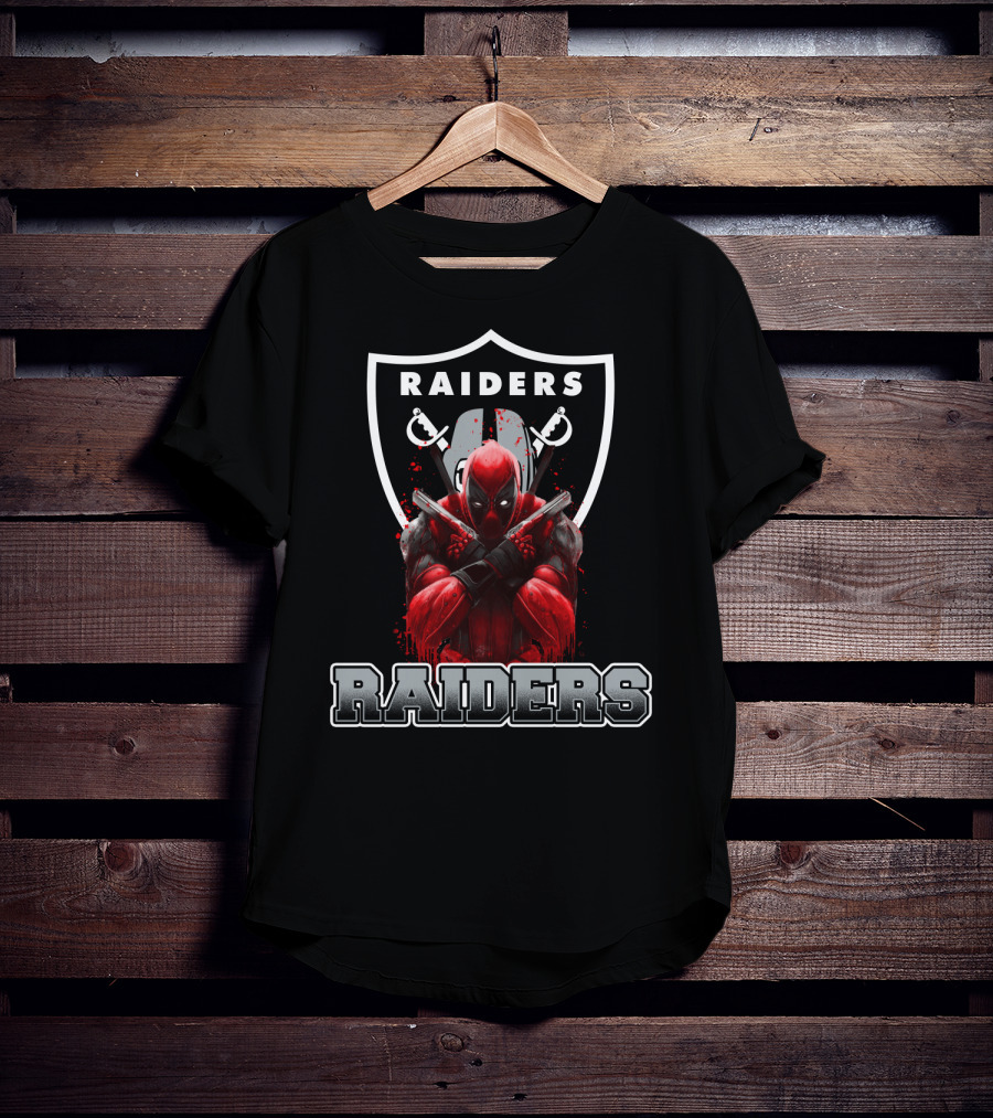 Deadpool Raiders Crossover For Oakland Raiders Fans T-Shirt