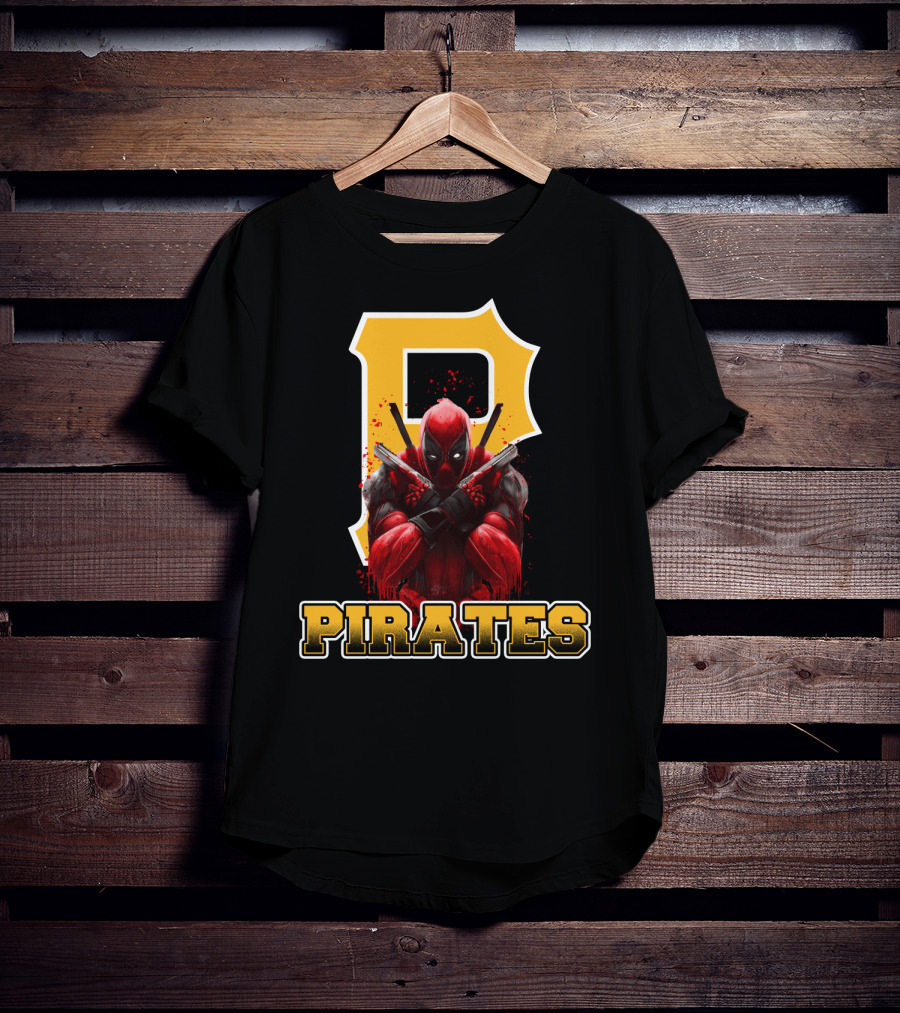 Pittsburgh Pirates Deadpool Crossover Fans Baseball Superhero Mashup T-Shirt