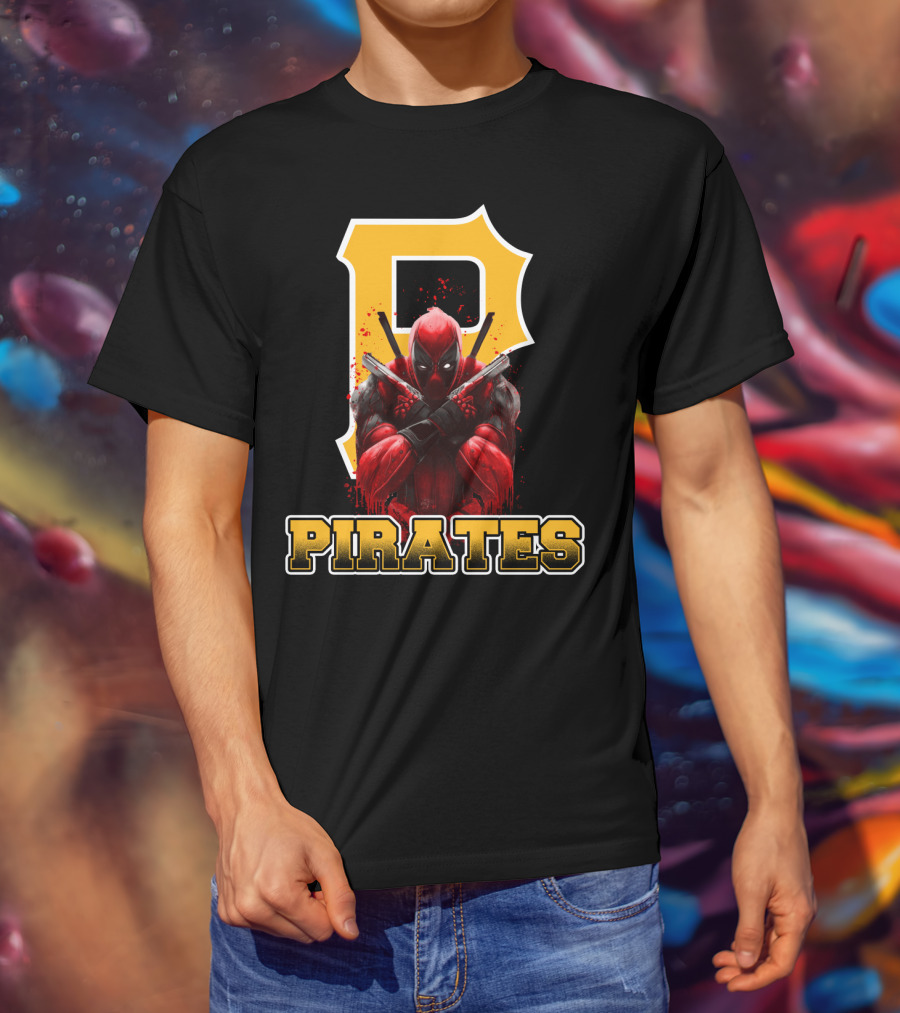 Pittsburgh Pirates Deadpool Crossover Fans Baseball Superhero Mashup T-Shirt