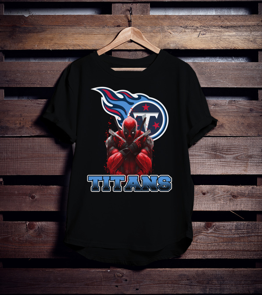 Tennessee Titans Logo And Deadpool Crossover Fan Gear T-Shirt