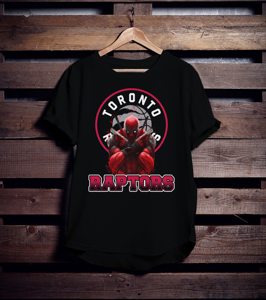 Toronto Raptors And Deadpool Collaboration Raptors Basketball Crossover T-Shirt