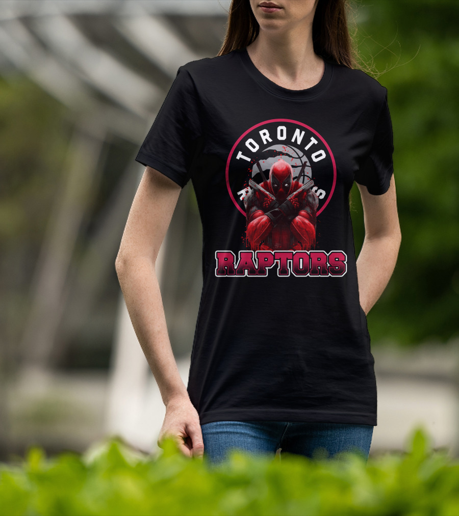 Toronto Raptors And Deadpool Collaboration Raptors Basketball Crossover T-Shirt