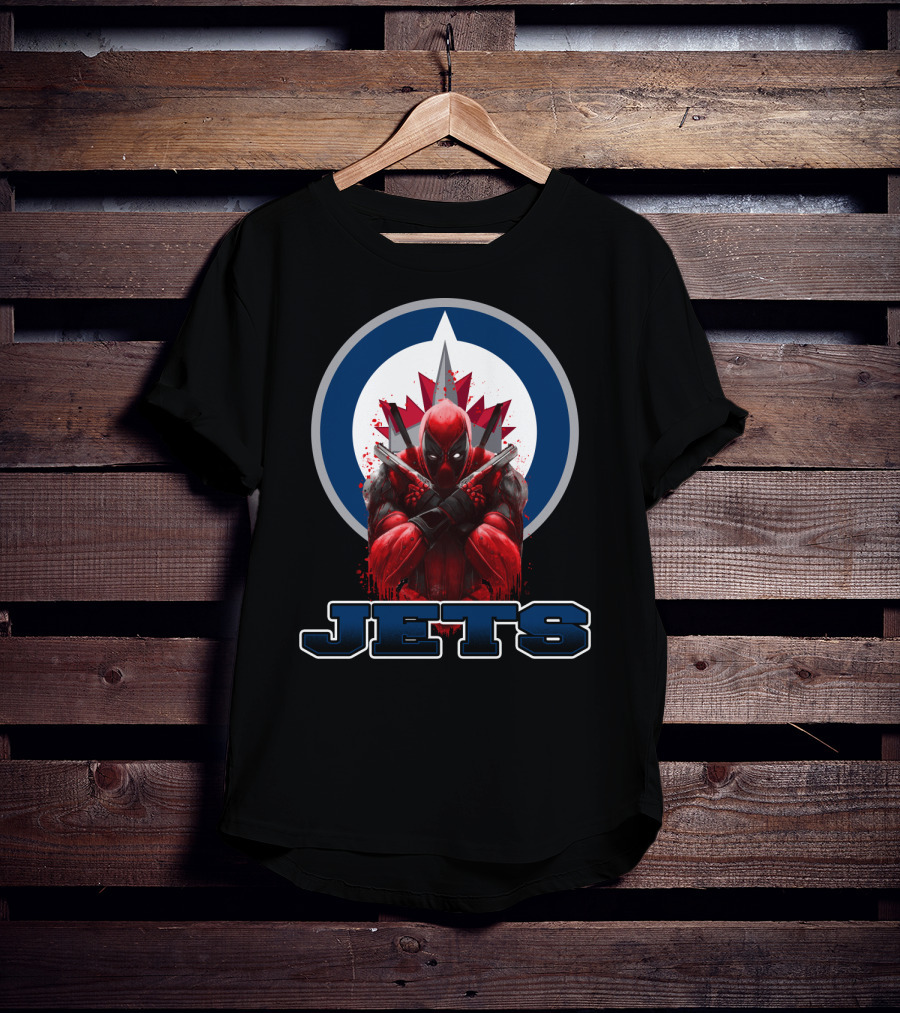 Winnipeg Jets Deadpool Crossover Logo Fans T-Shirt