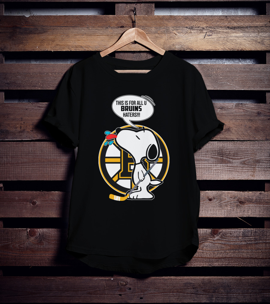 Snoopy Boston Bruins Haters Message With Hockey Stick T-Shirt