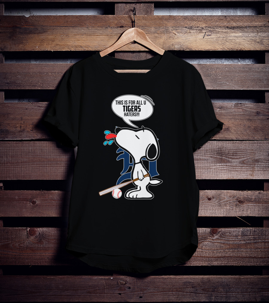 Snoopy Detroit Tigers Haters Baseball Mashup T-Shirt