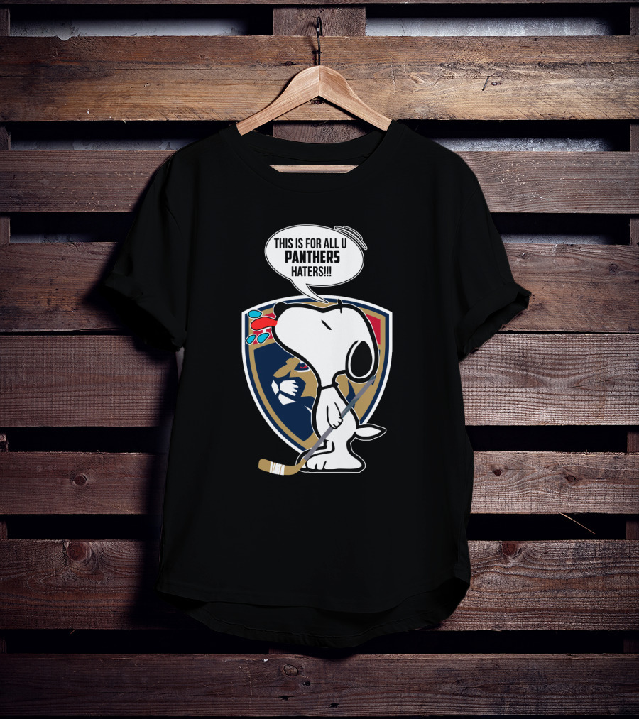 Snoopy With Hockey Stick And Florida Panthers Logo For Panthers Haters T-Shirt