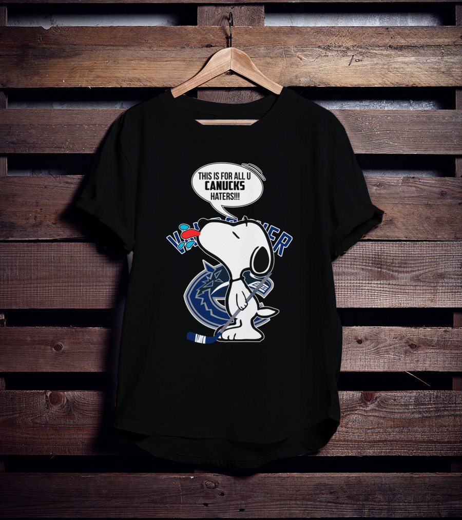 Snoopy Canucks Fans Tongue Out Speech Bubble Vancouver Hockey T-Shirt