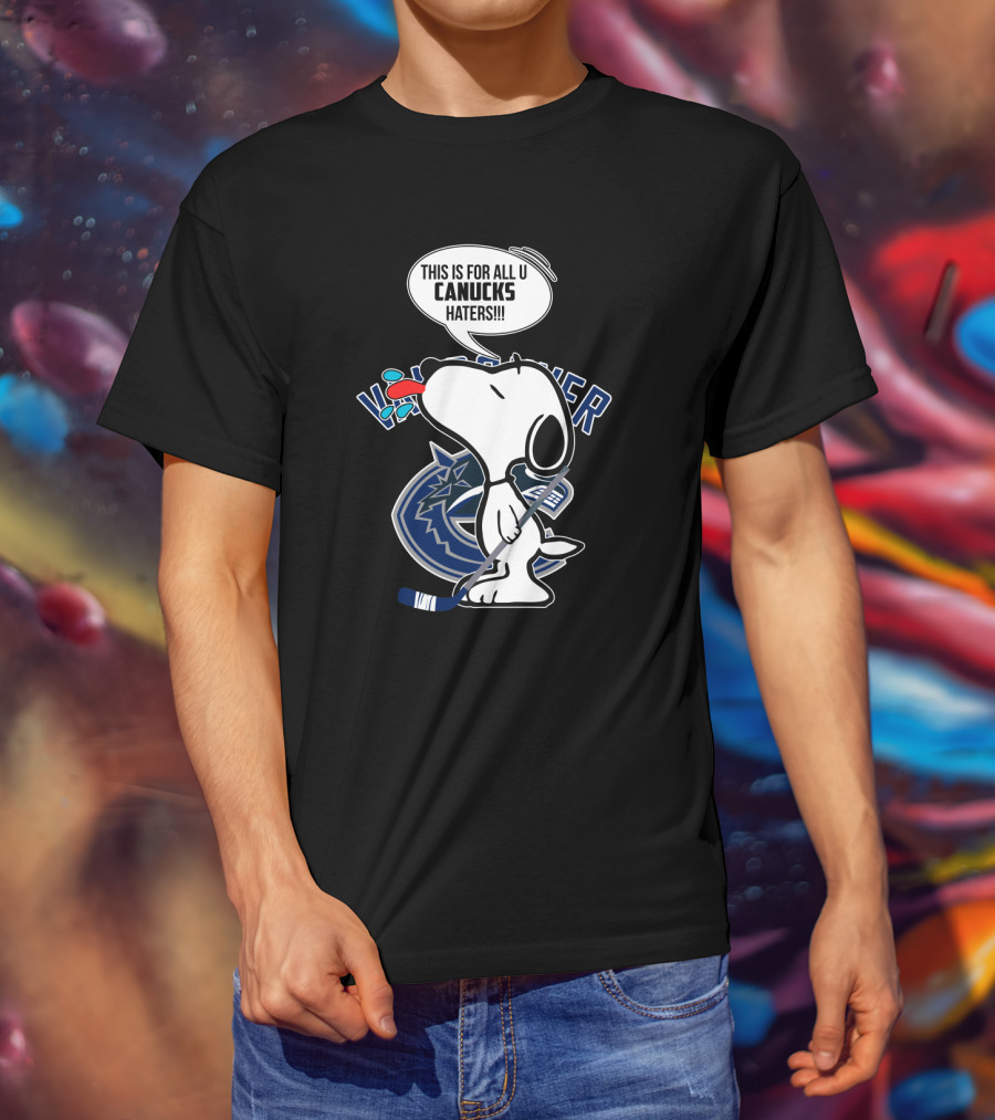 Snoopy Canucks Fans Tongue Out Speech Bubble Vancouver Hockey T-Shirt