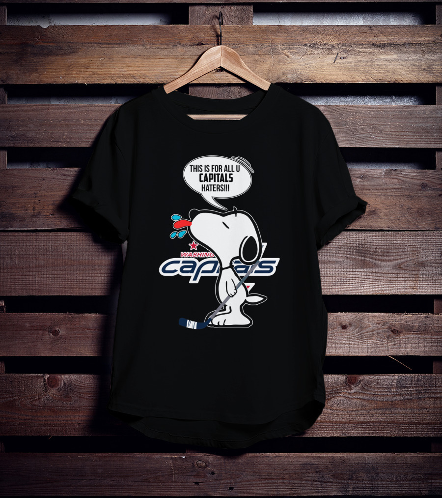 Snoopy Washington Capitals Proud Fan Message With Hockey Stick T-Shirt
