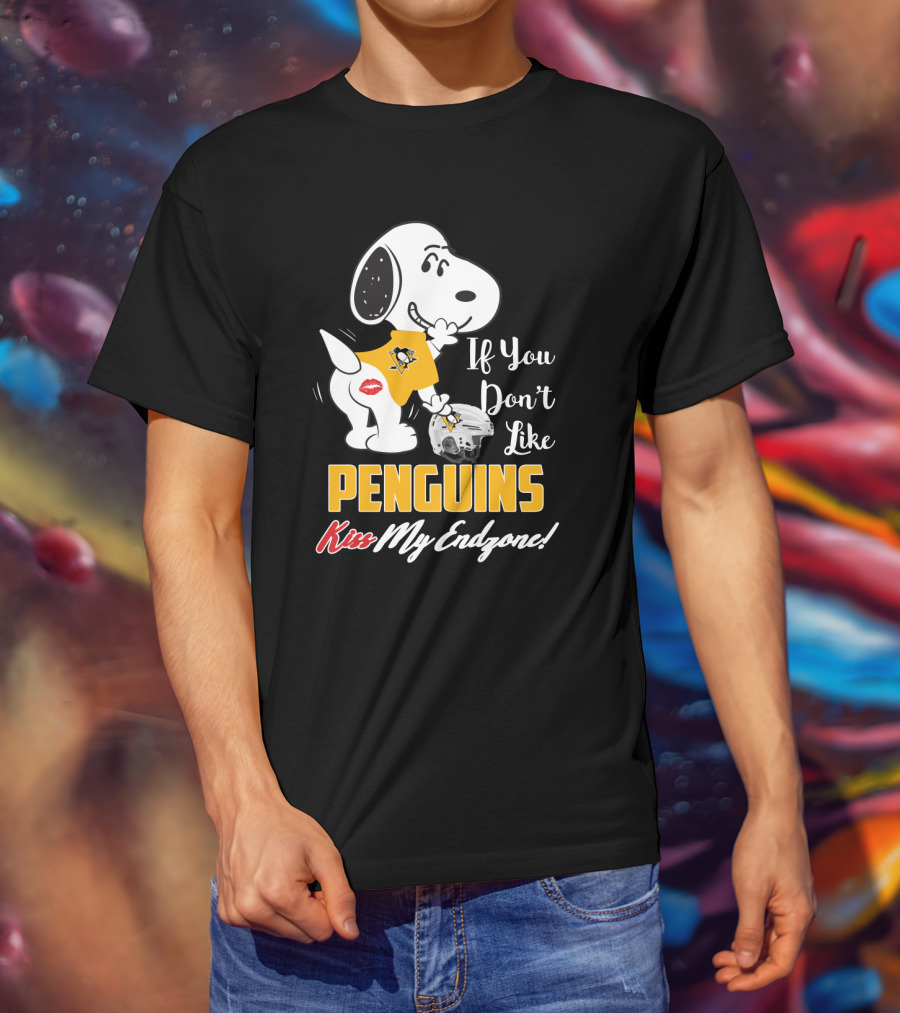 If You Don't Like Penguins Kiss My Endzone Snoopy Pittsburgh Penguins T-Shirt