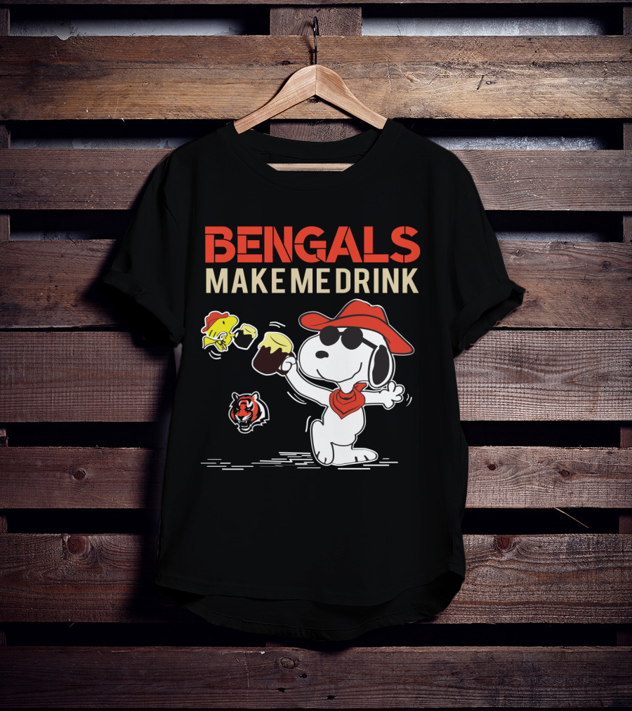 Bengals Make Me Drink Snoopy Cincinnati Bengals T-Shirt