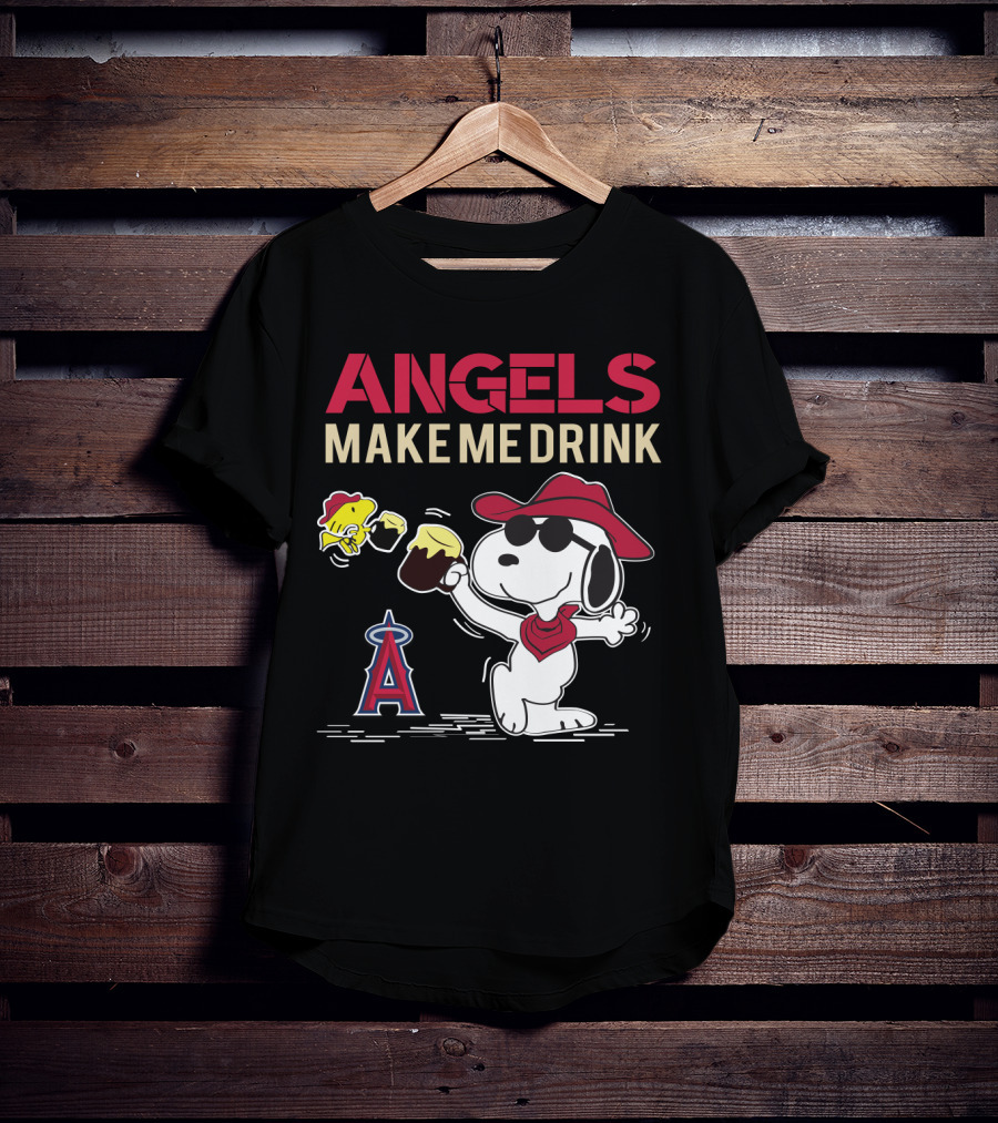Angels Make Me Drink Snoopy Los Angeles Fans T-Shirt