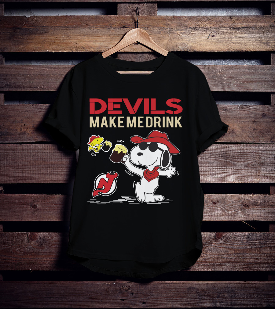 Devils Make Me Drink Snoopy For New Jersey Fans T-Shirt