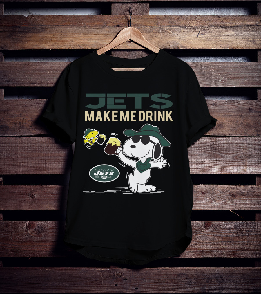 Jets Make Me Drink Snoopy And Woodstock New York Fans T-Shirt
