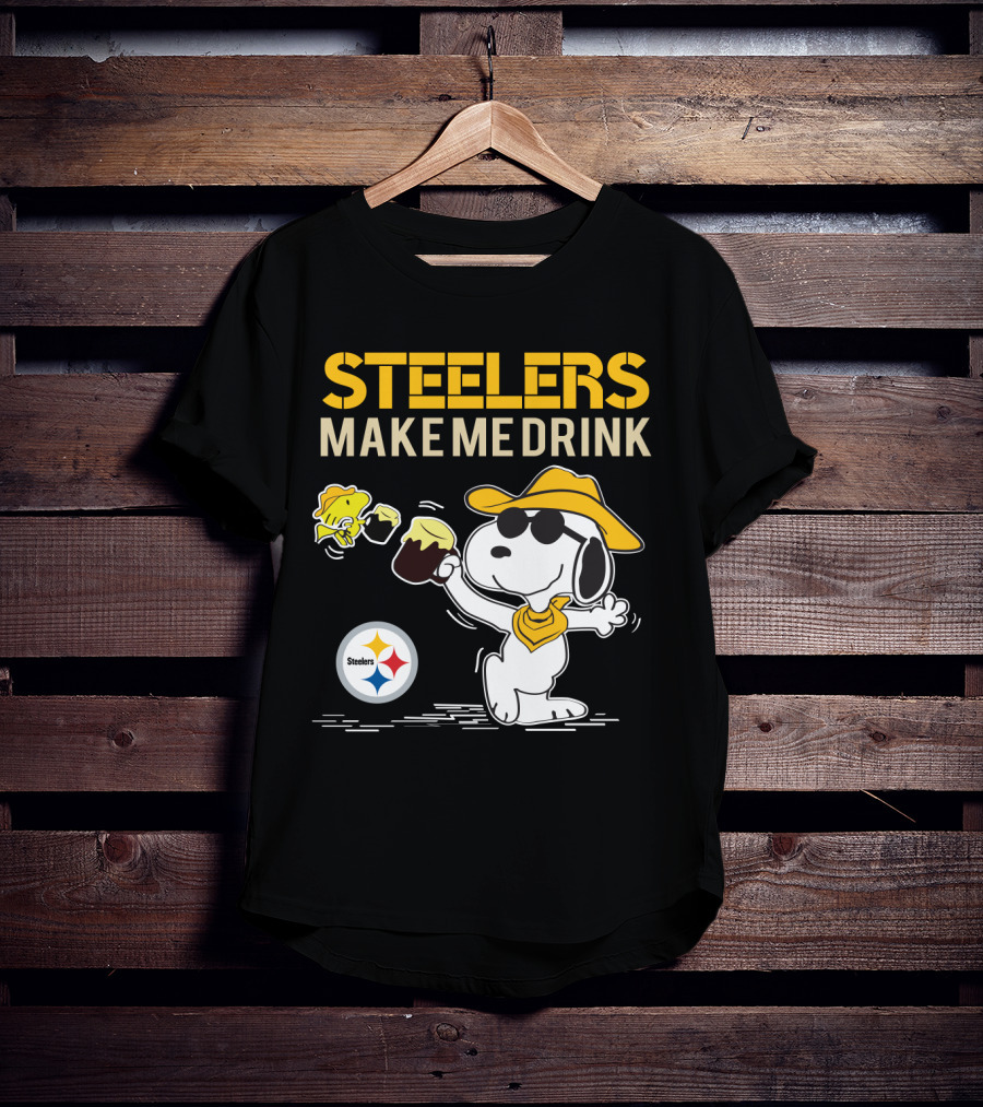Steelers Make Me Drink Snoopy Pittsburgh Steelers Fans T-Shirt