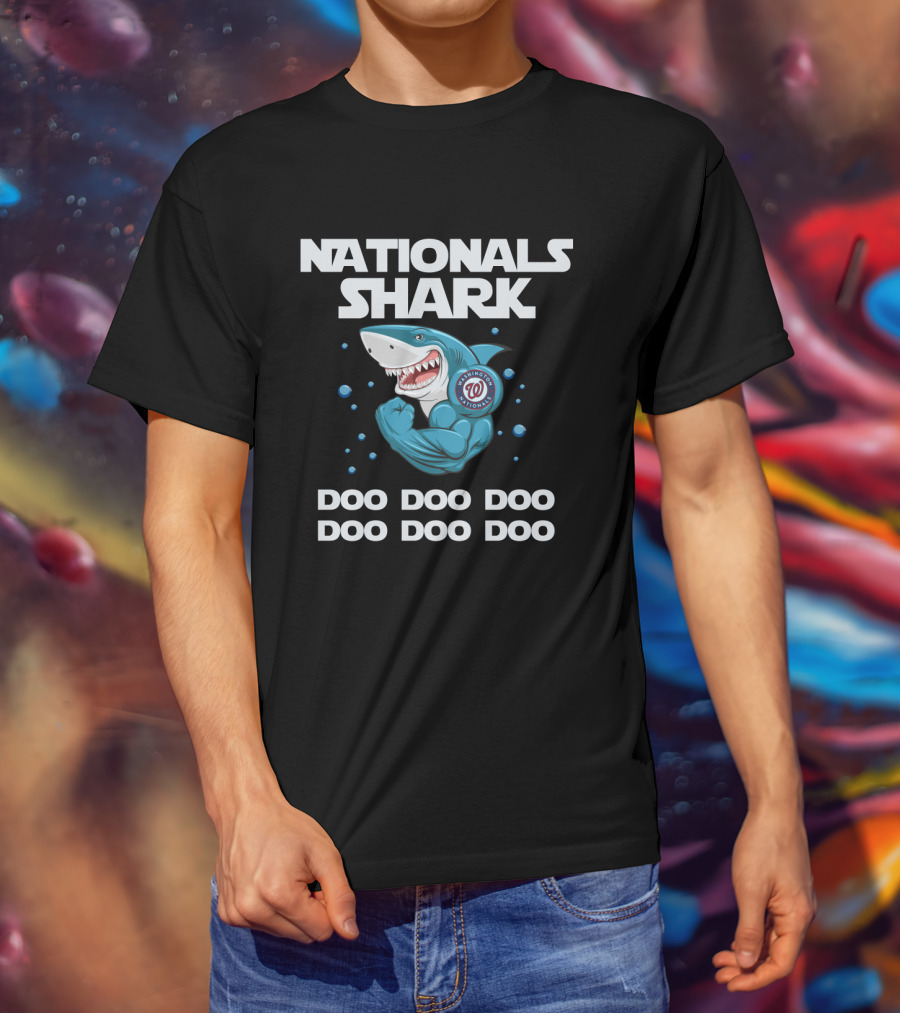 Washington Nationals Shark Doo Doo Doo Nationals Logo MLB T-Shirt